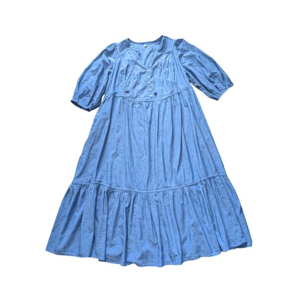 Old Navy Dresses & Skirts - NWT Old Navy Tiered Denim Dress Women 2X Blue Cotton Embroidered Cottage Western